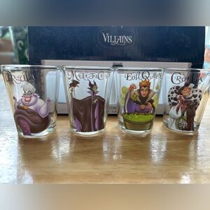 Disneys villains glass wear shot glasses Ursula evil queen Cruella  Maleficent